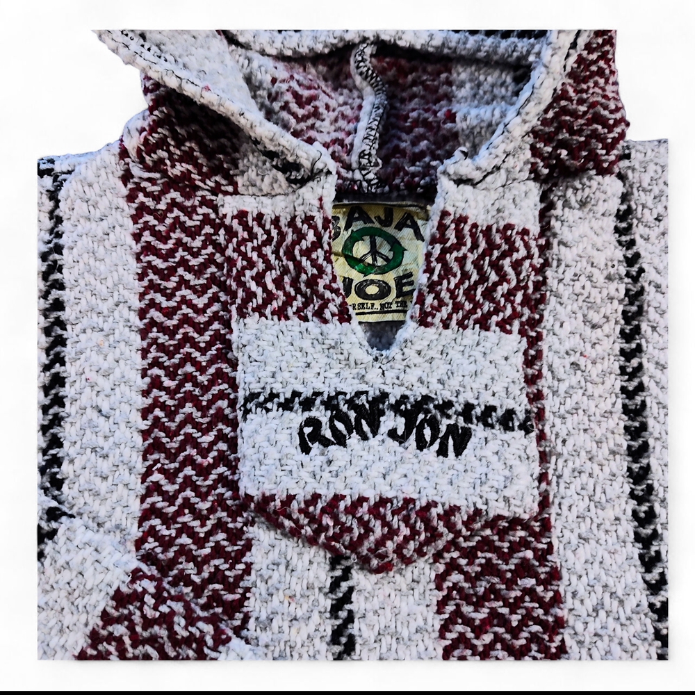 Baja Joe Mexican Baja Hoodie Unisex Size Small - Burgundy and Grey - Picture 8 of 9